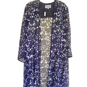 Avedon Italian  Floral Sheer Open Front Dress/Cardigan